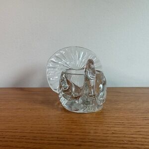 Vintage Avon Clear Glass Turkey Figurine Candle Holder Thanksgiving Decor‎